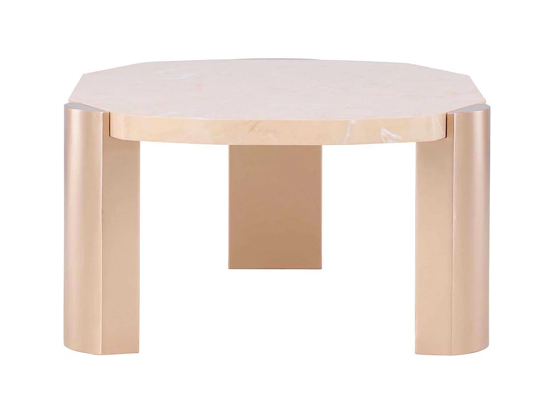 Table Basse Effet Marbre "Kres" 125cm Rose Gold
