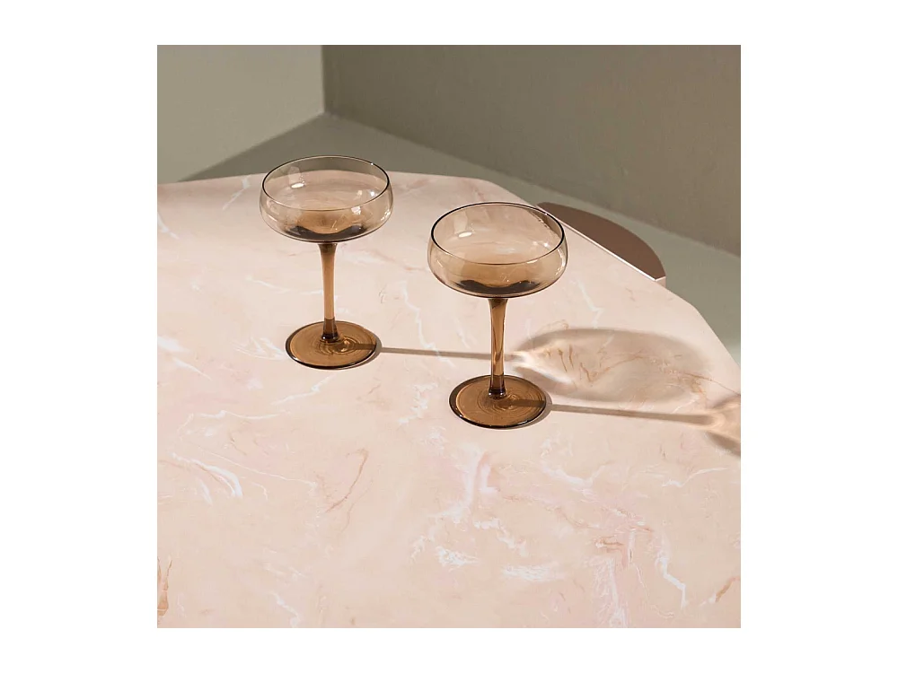 Table Basse Effet Marbre "Kres" 125cm Rose Gold