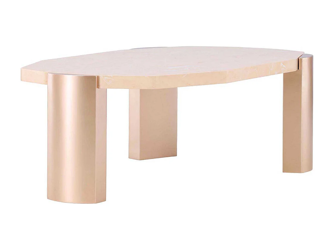 Table Basse Effet Marbre "Kres" 125cm Rose Gold