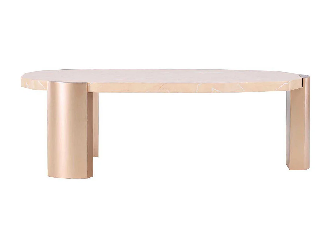 Table Basse Effet Marbre "Kres" 125cm Rose Gold