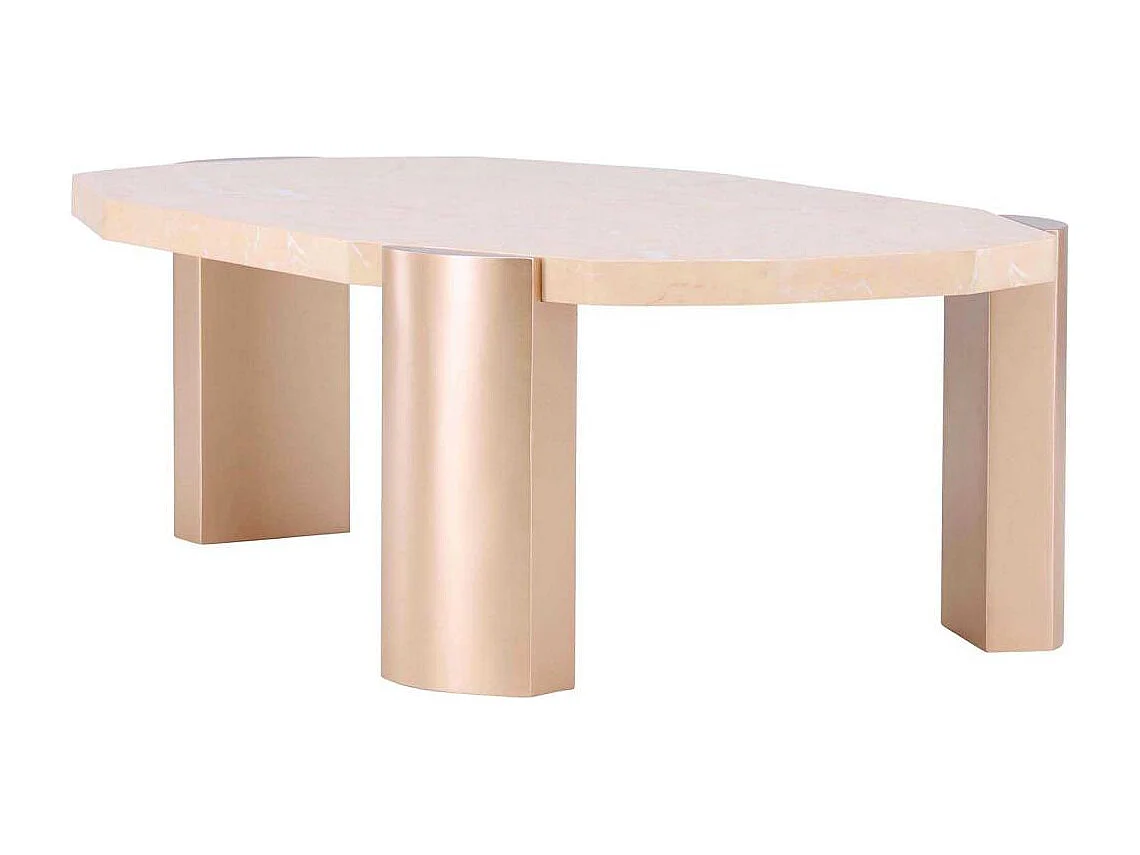Table Basse Effet Marbre "Kres" 125cm Rose Gold