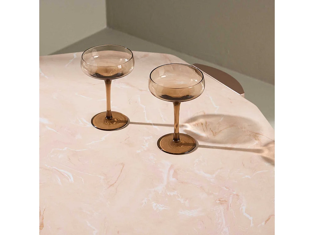 Table Basse Effet Marbre "Kres" 125cm Rose Gold