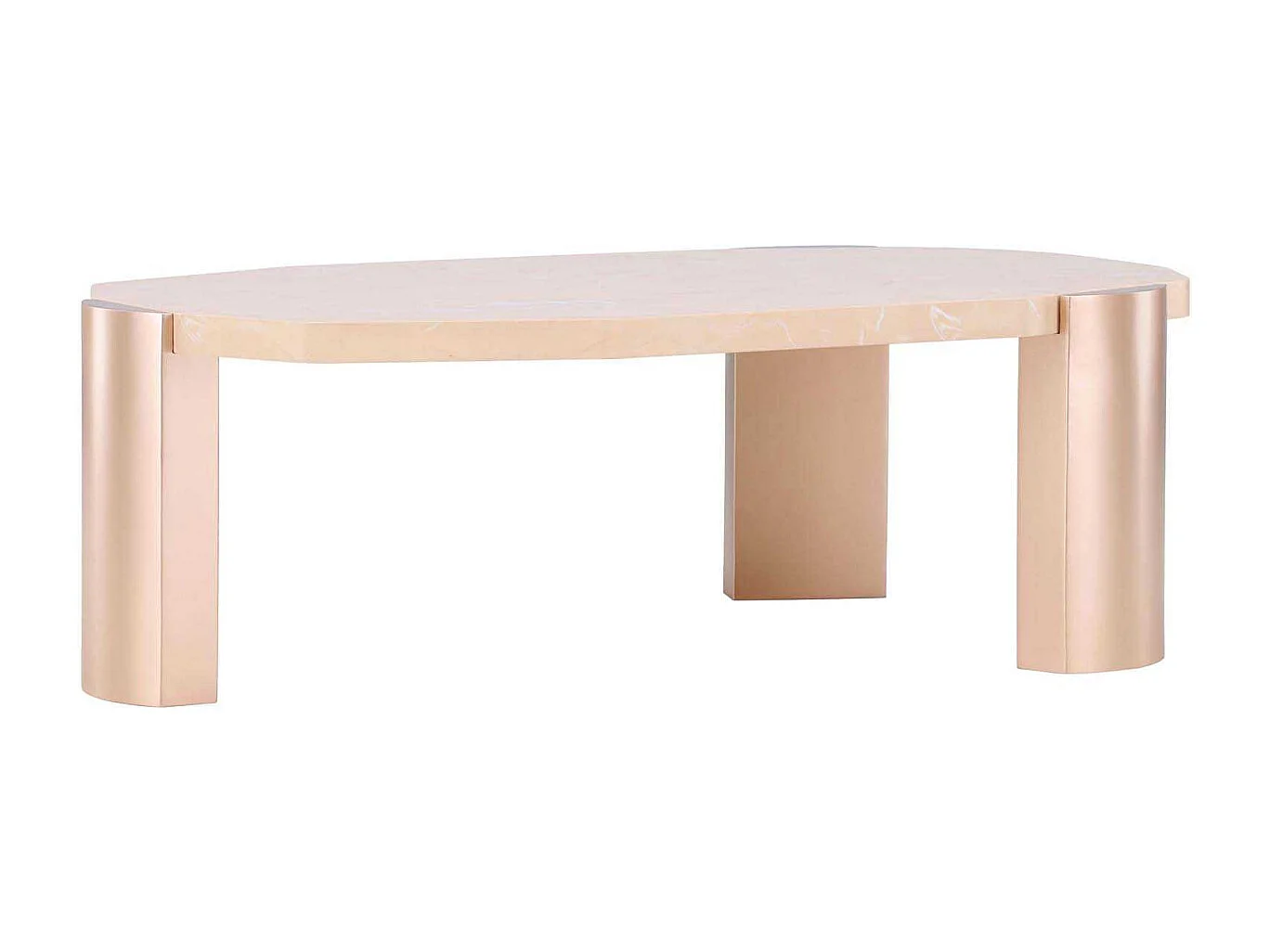 Table Basse Effet Marbre "Kres" 125cm Rose Gold
