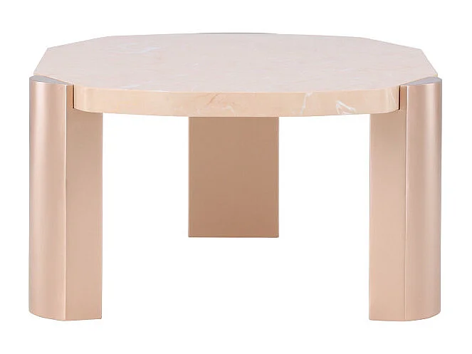 Table Basse Effet Marbre "Kres" 125cm Rose Gold