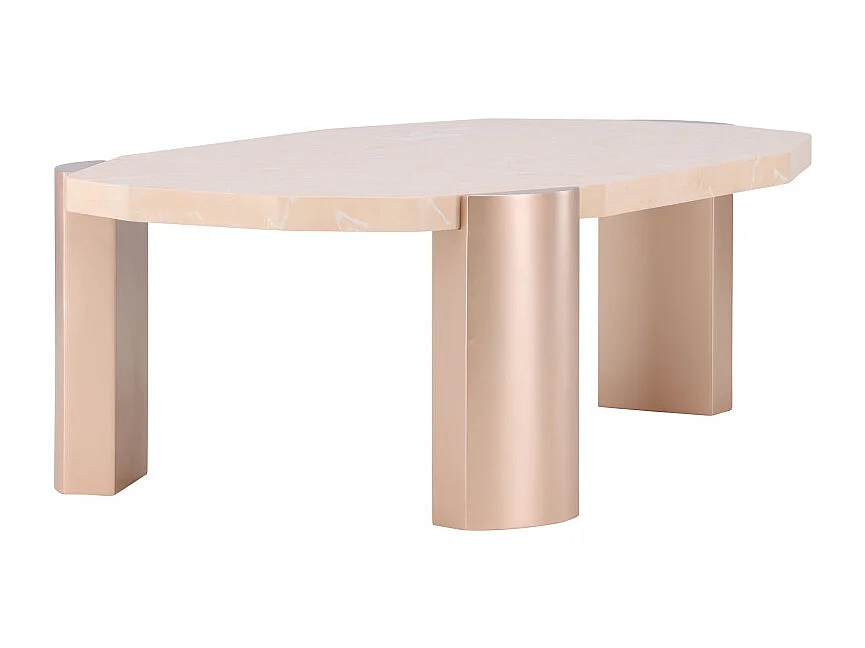 Table Basse Effet Marbre "Kres" 125cm Rose Gold