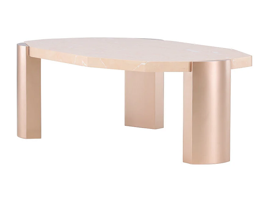 Table Basse Effet Marbre "Kres" 125cm Rose Gold