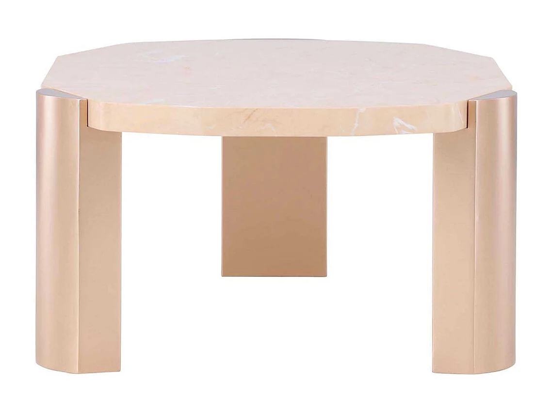 Table Basse Effet Marbre "Kres" 125cm Rose Gold