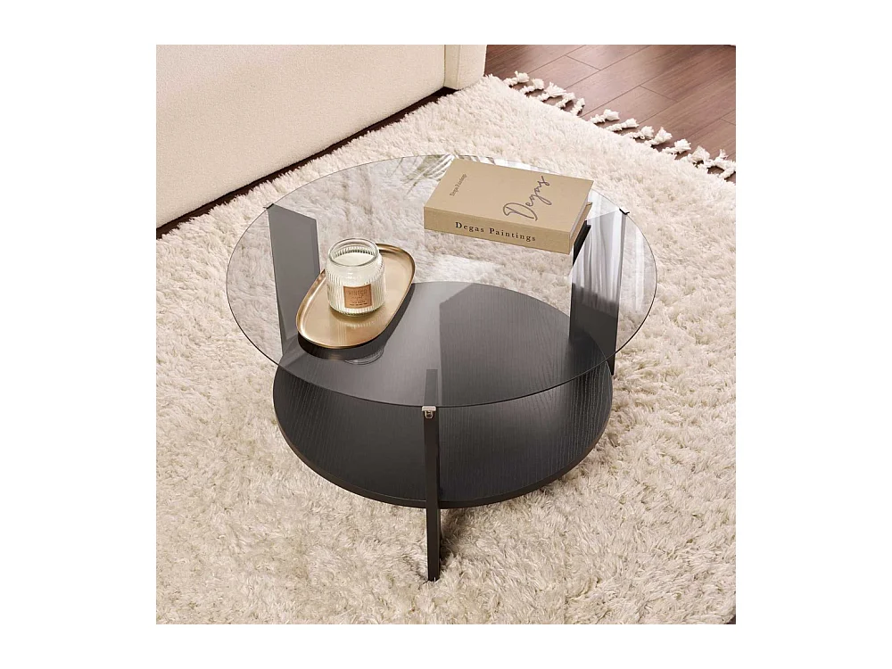 Table basse ronde en verre Clara