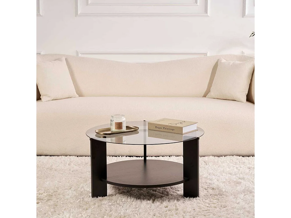 Table basse ronde en verre Clara