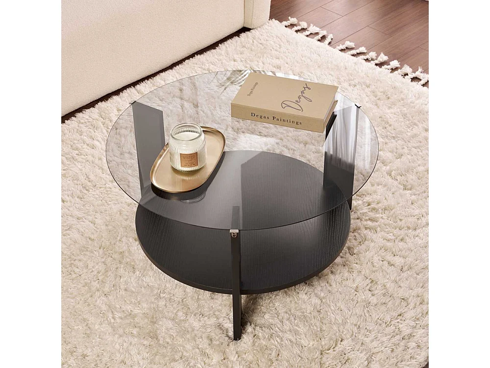 Table basse ronde en verre Clara