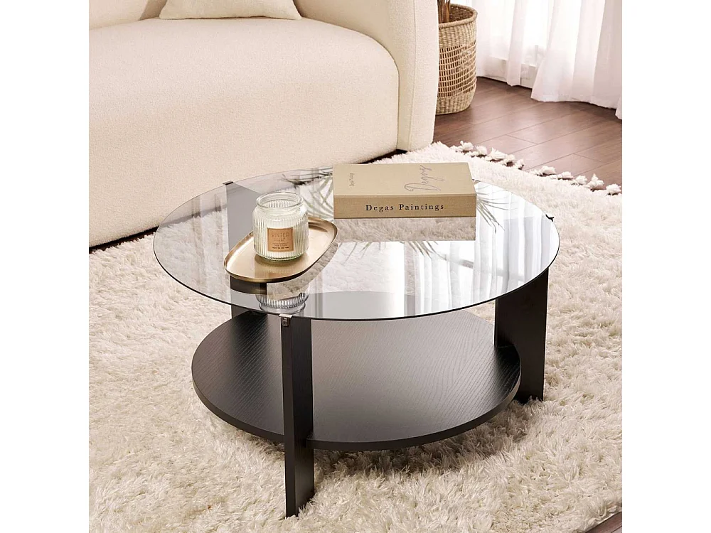 Table basse ronde en verre Clara