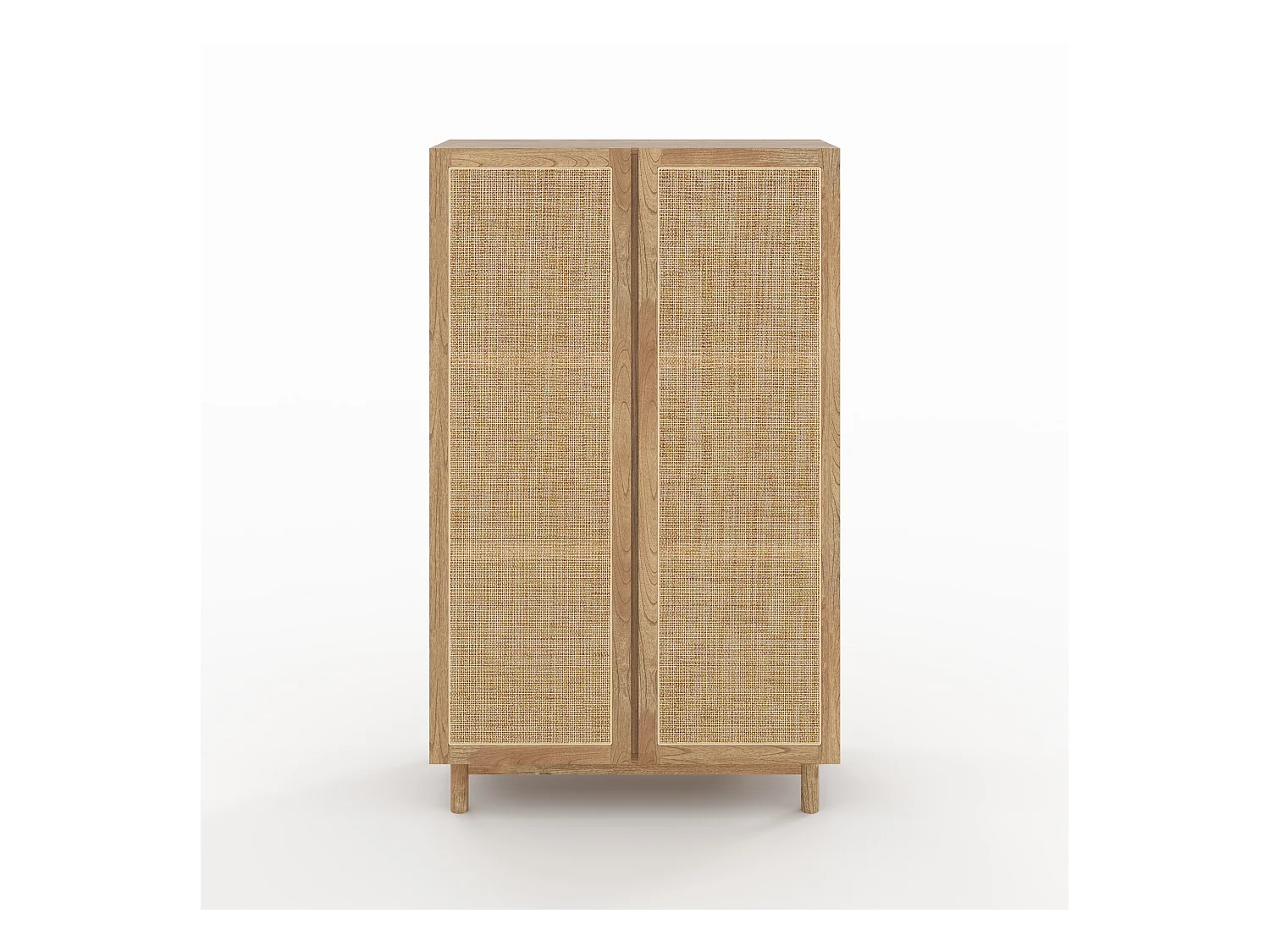 Armoire en bois massif de mindi et rotin - Delya