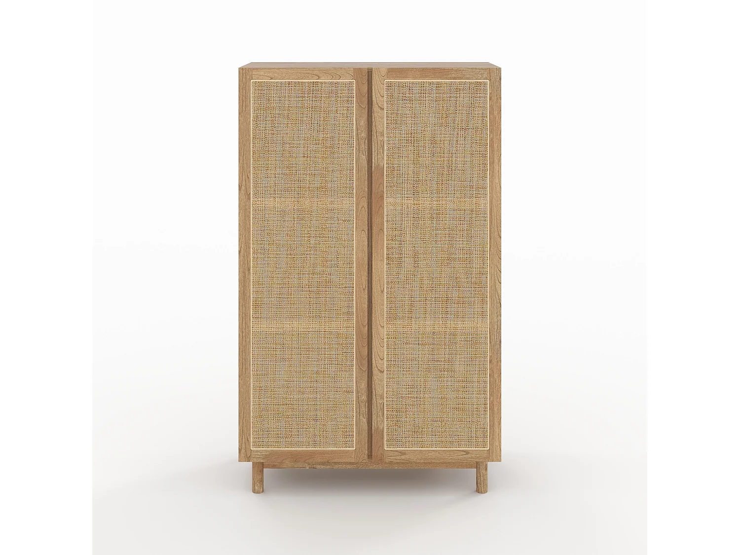 Armoire en bois massif de mindi et rotin - Delya