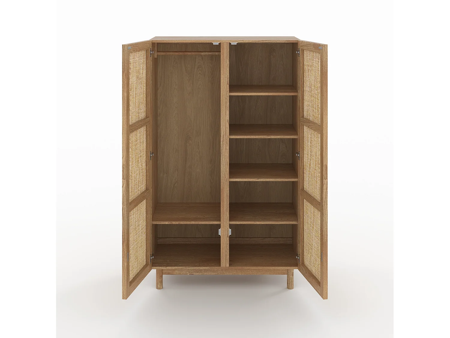 Armoire en bois massif de mindi et rotin - Delya