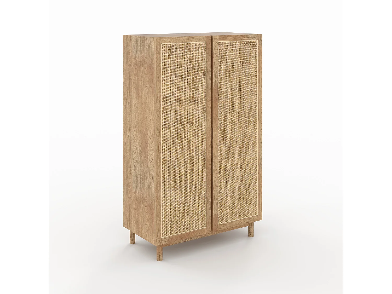 Armadio in legno massello di mindi e rattan - Delya