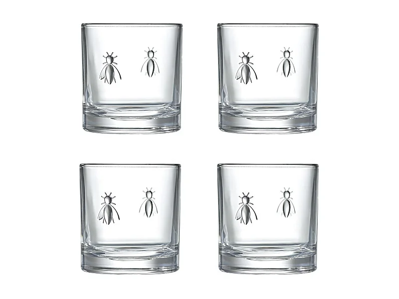 Boite de 4 verres à whisky Abeille 32 cl