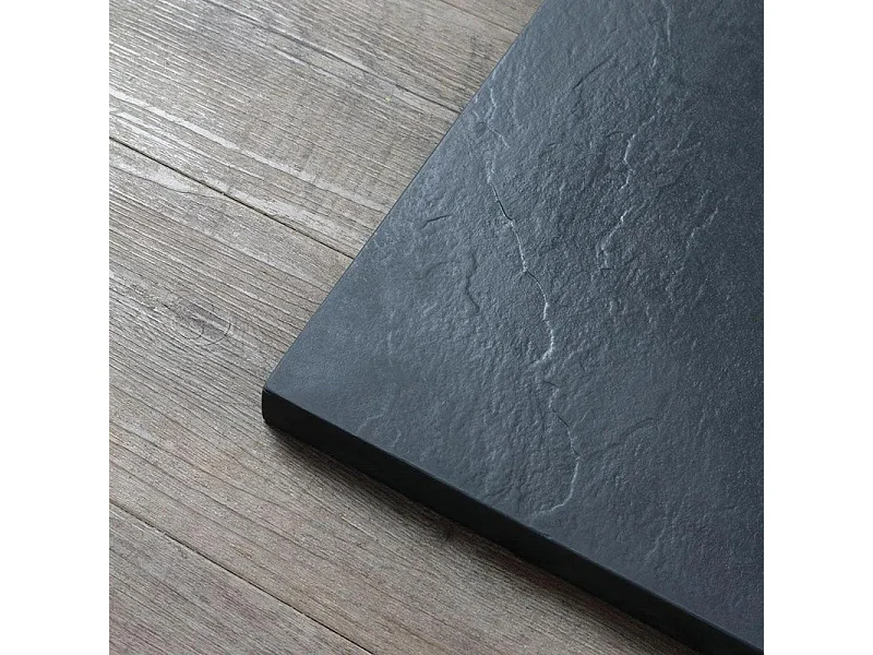 Piatto doccia nero quadrato sottile "Milano" in resina effetto pietra antiscivolo cm 70x70h