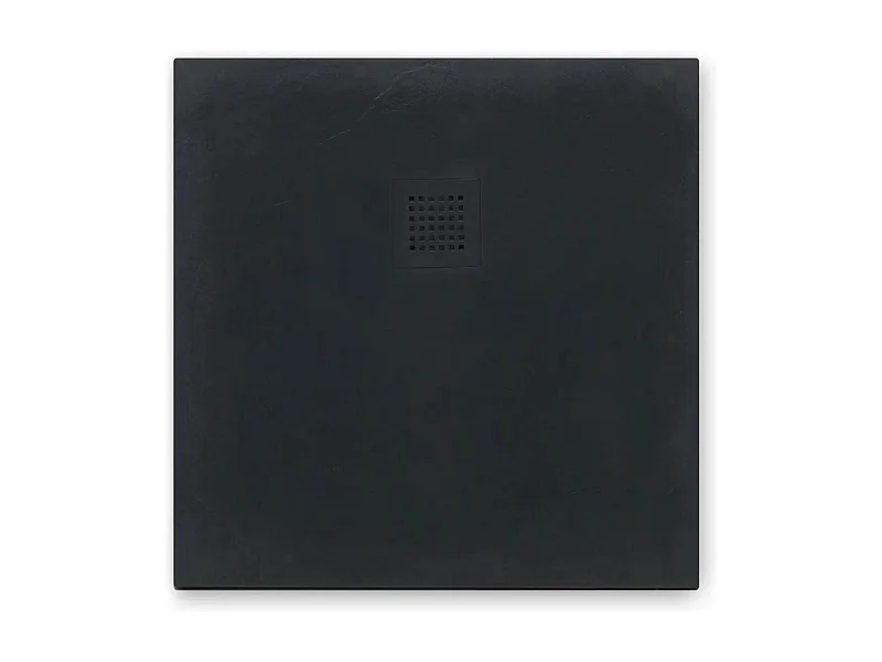 "Milano" dunne vierkante zwarte douchebak in steeneffecthars, antislip, 90x90h cm