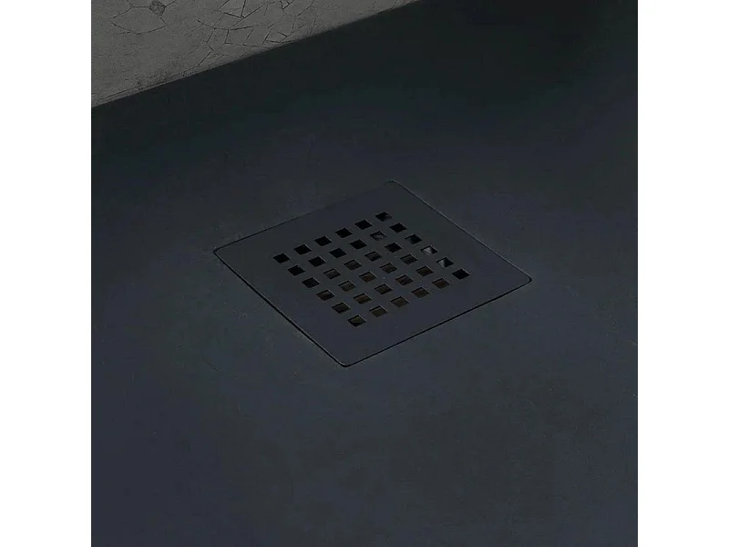 Piatto doccia nero quadrato sottile "Milano" in resina effetto pietra antiscivolo cm 90x90h