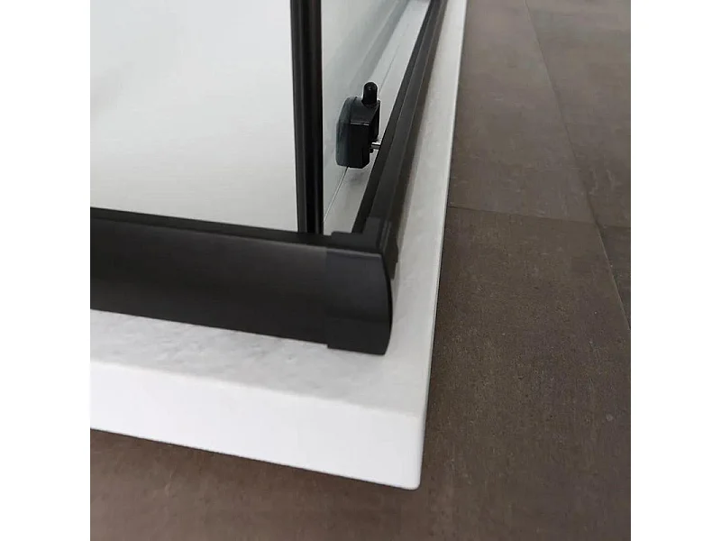 Cabine de duche retangular "Cielo" em vidro transparente com perfil preto fosco cm 80x120 190h