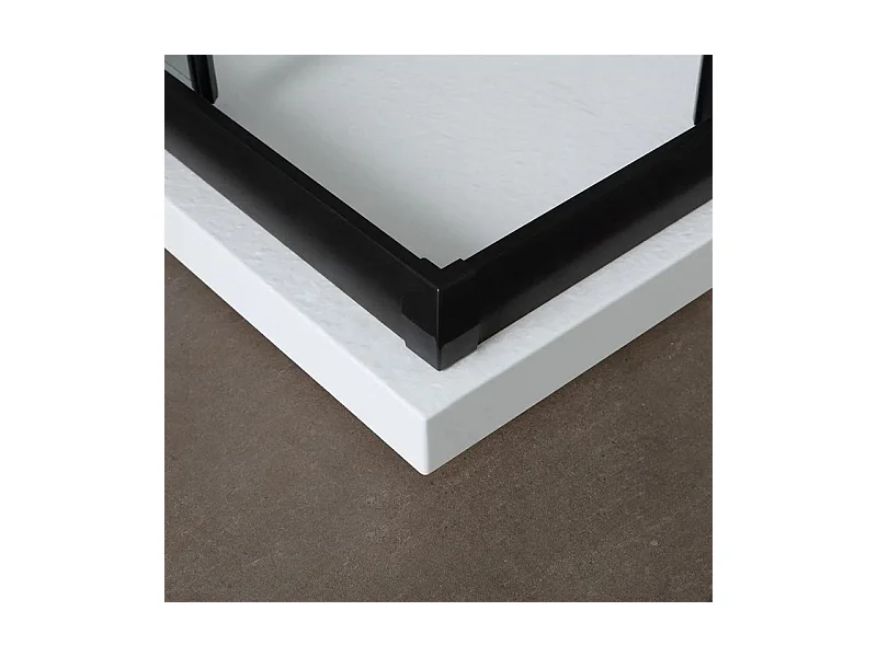 Mampara de ducha rectangular "Cielo" en cristal transparente con perfil negro mate cm 80x100 190h