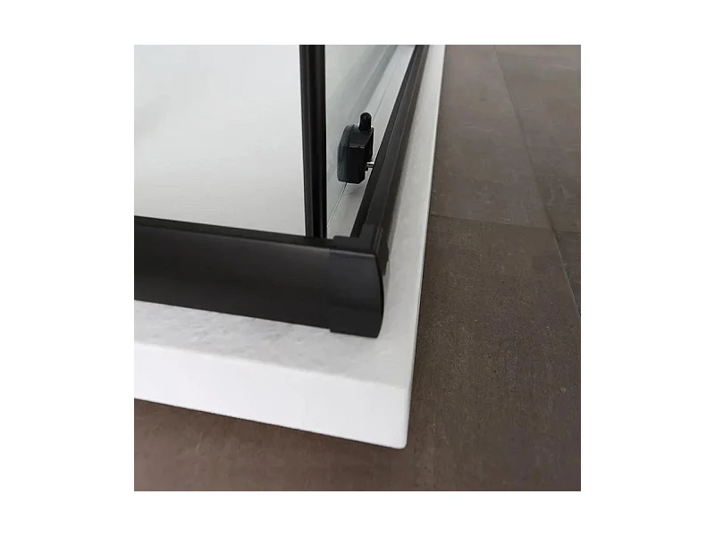 Mampara de ducha rectangular "Cielo" en cristal transparente con perfil negro mate cm 80x100 190h