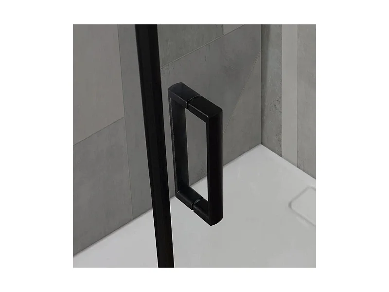 Mampara de ducha rectangular "Cielo" en cristal transparente con perfil negro mate cm 80x100 190h