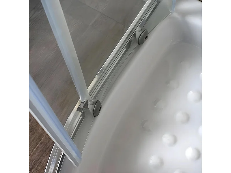 Mampara de ducha semicircular redondeada "Lima" en cristal templado transparente cm 80x80 185h