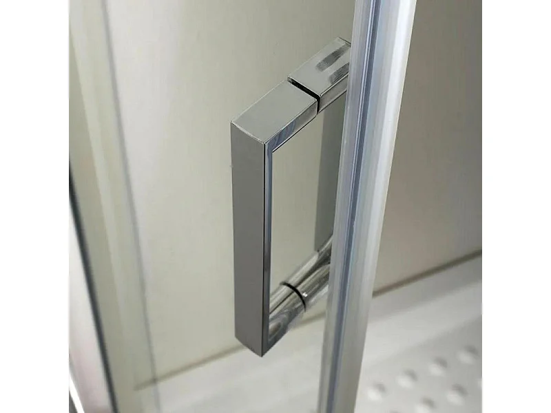 Mampara de ducha semicircular redondeada "Lima" en cristal templado transparente cm 80x80 185h