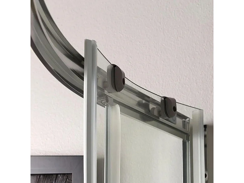Mampara de ducha semicircular redondeada "Lima" en cristal templado transparente cm 80x80 185h