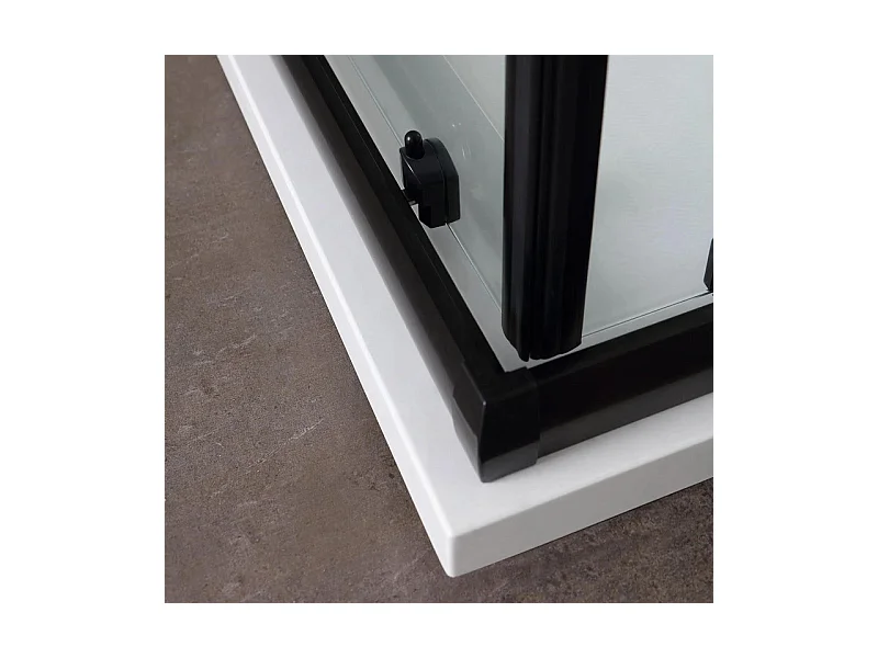 Caja doccia quadrato "Cielo" en vetro trasparente con perfil nero opaco cm 80x80 190h