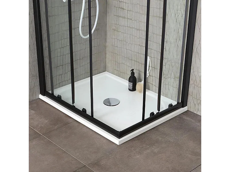 Caja doccia quadrato "Cielo" en vetro trasparente con perfil nero opaco cm 80x80 190h