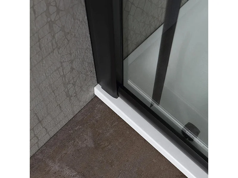 Caja doccia quadrato "Cielo" en vetro trasparente con perfil nero opaco cm 80x80 190h