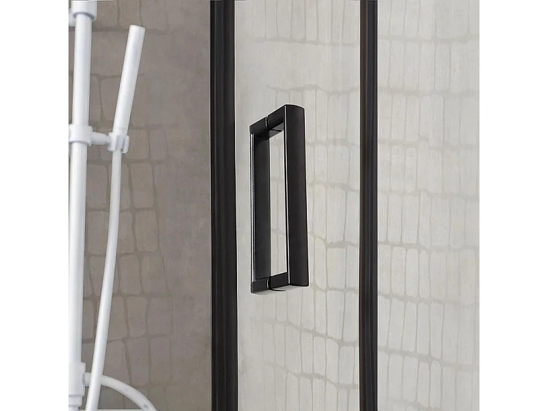 Caja doccia quadrato "Cielo" en vetro trasparente con perfil nero opaco cm 80x80 190h