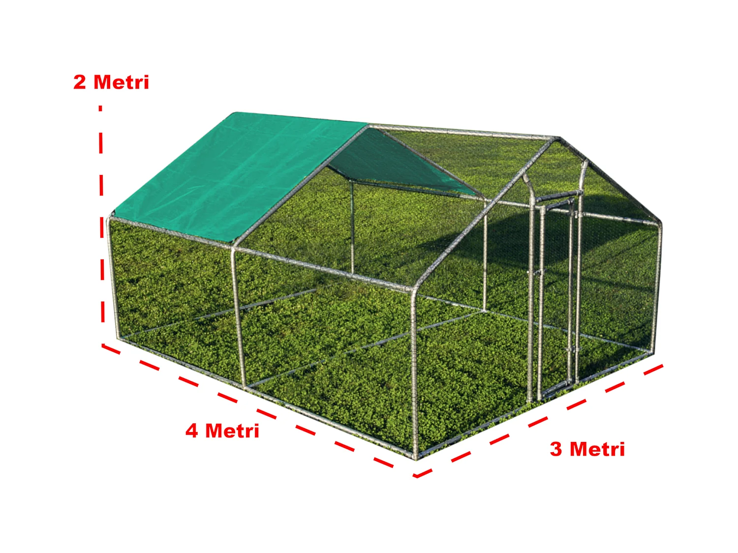 Gabbia per animali da esterno - Recinto per Polli 3 x 4m x 2m H - 12 mq