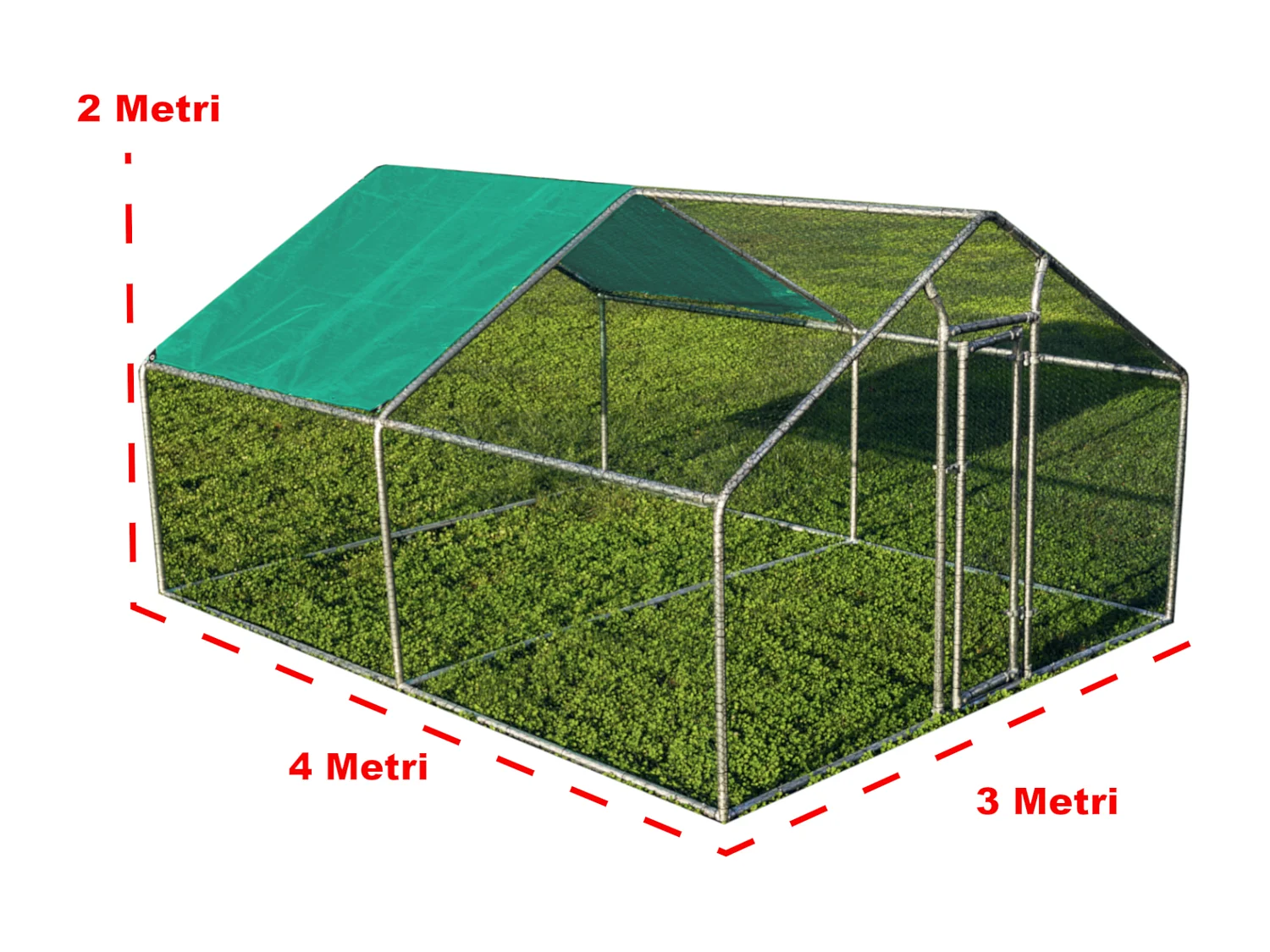 Gabbia per animali da esterno - Recinto per Polli 3 x 4m x 2m H - 12 mq