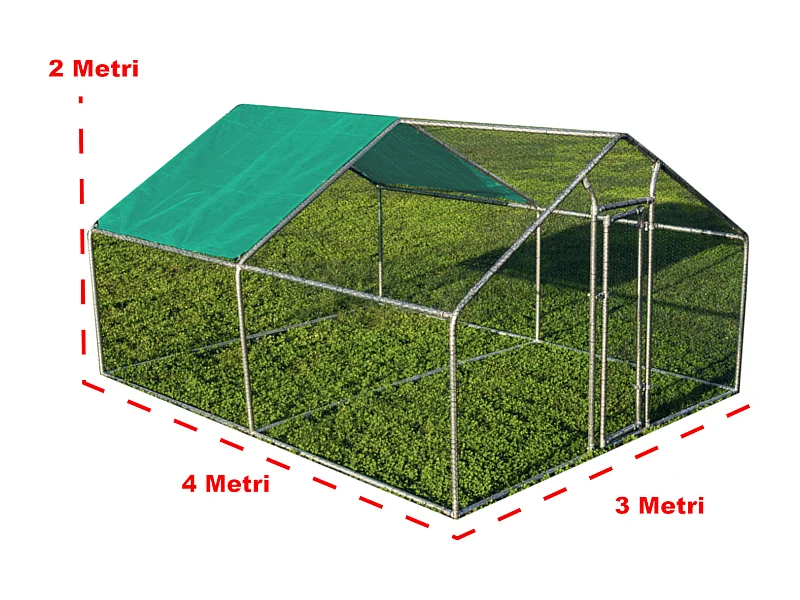 Gabbia per animali da esterno - Recinto per Polli 3 x 4m x 2m H - 12 mq