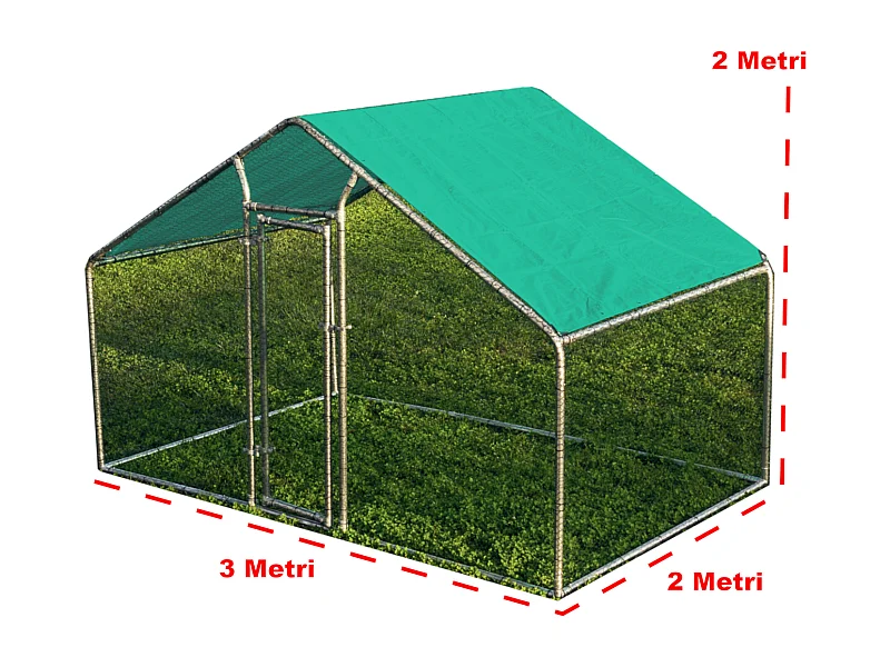 Gabbia per animali da esterno - Recinto per Polli 3 x 2m x 2m H - 6 mq