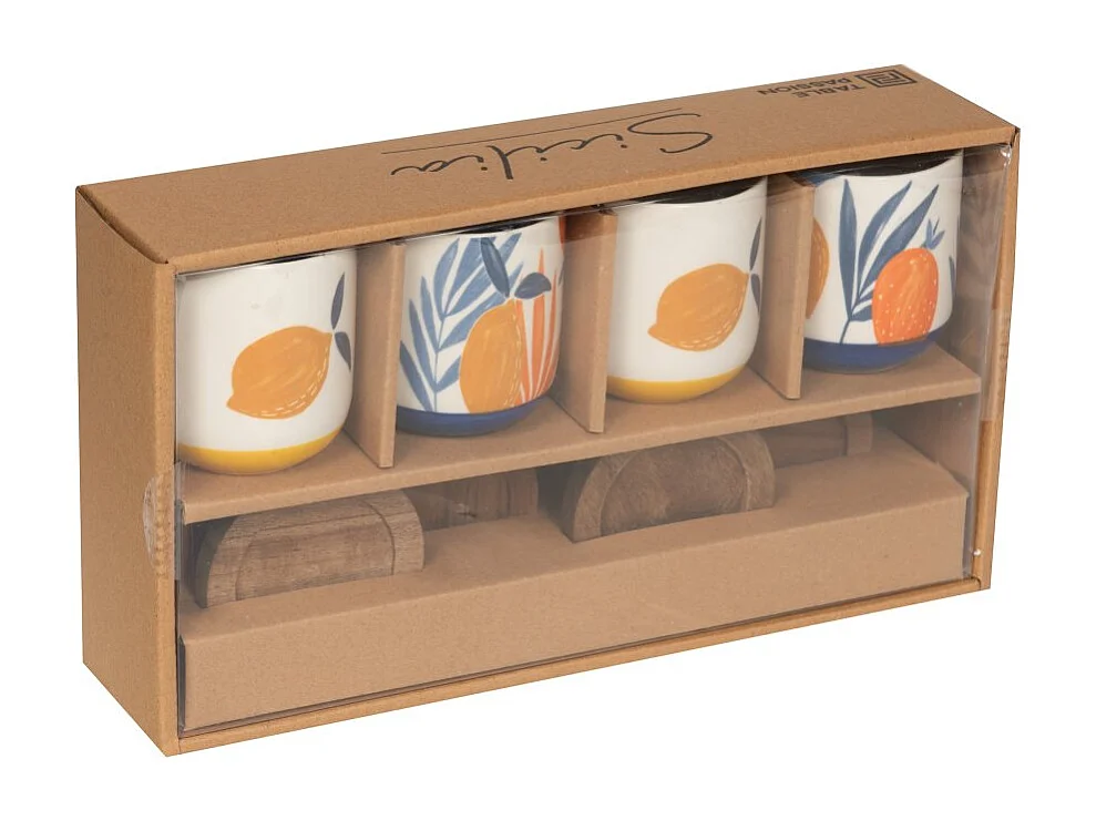Coffret de 4 tasses avec sous tasses Sicilia 25 cl