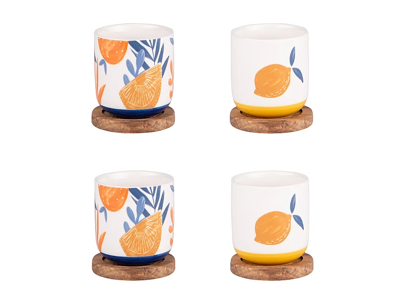 Coffret de 4 tasses avec sous tasses Sicilia 25 cl