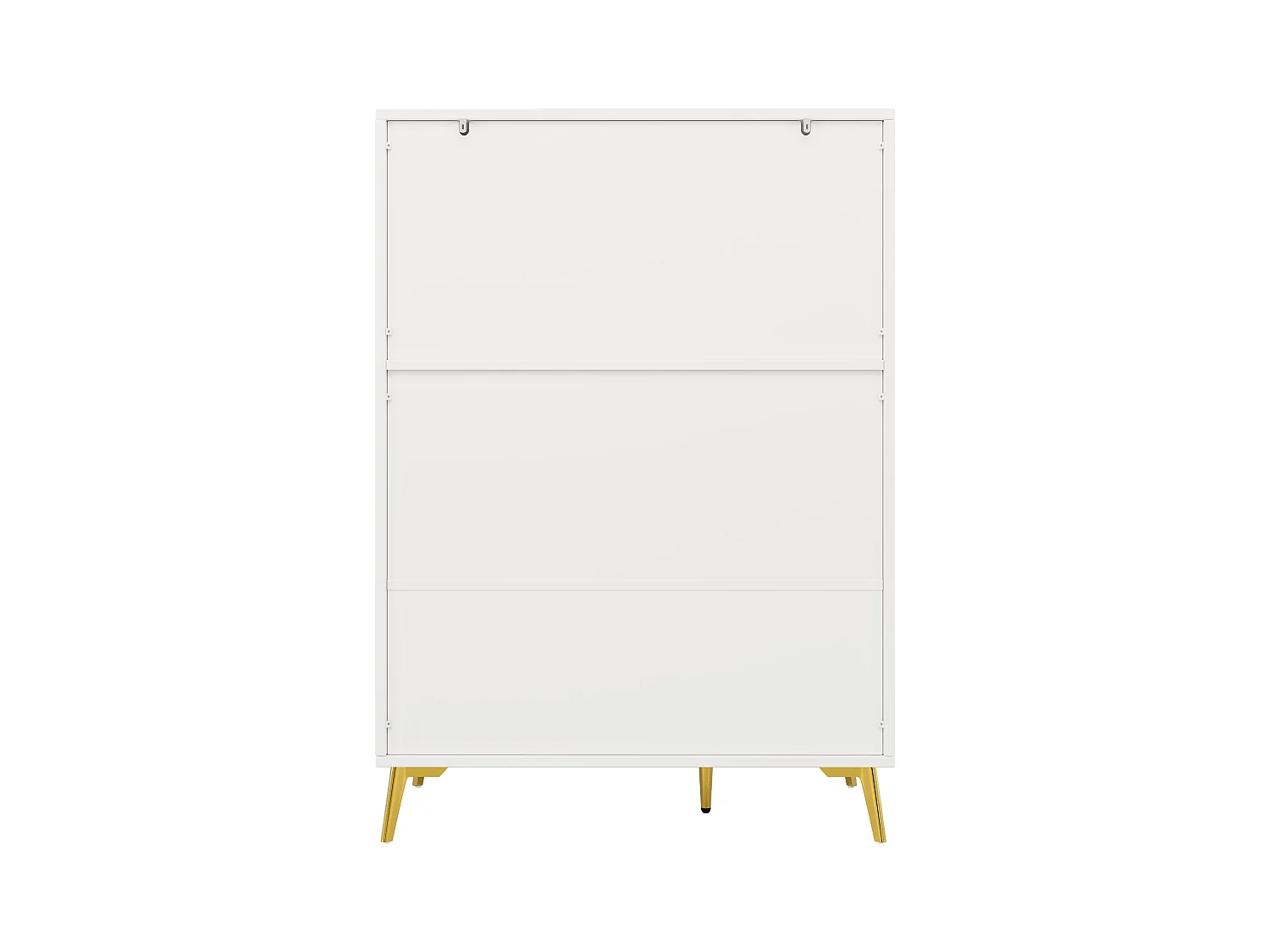 Buffet de cuisine avec 3 portes et 3 tiroirs, corps blanc avec poignées et pieds en métal doré - 100x50x140cm