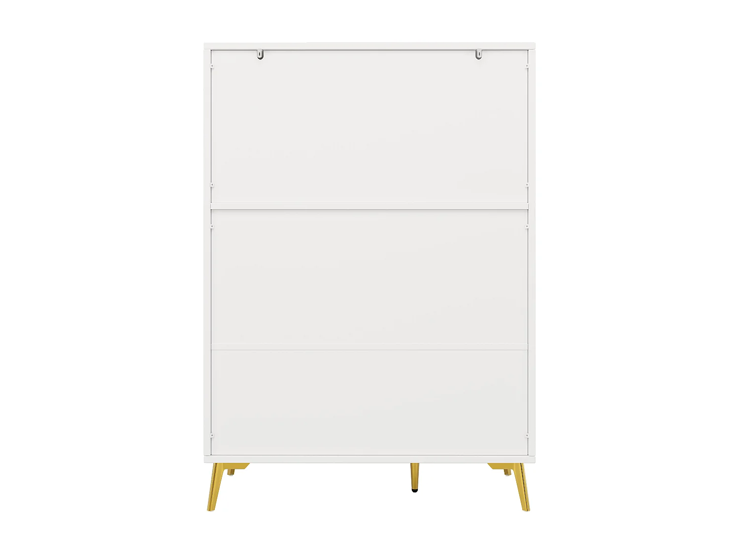 Aparador de cozinha com 3 portas e 3 gavetas, corpo branco com puxadores e pés em metal dourado - 100x50x140cm