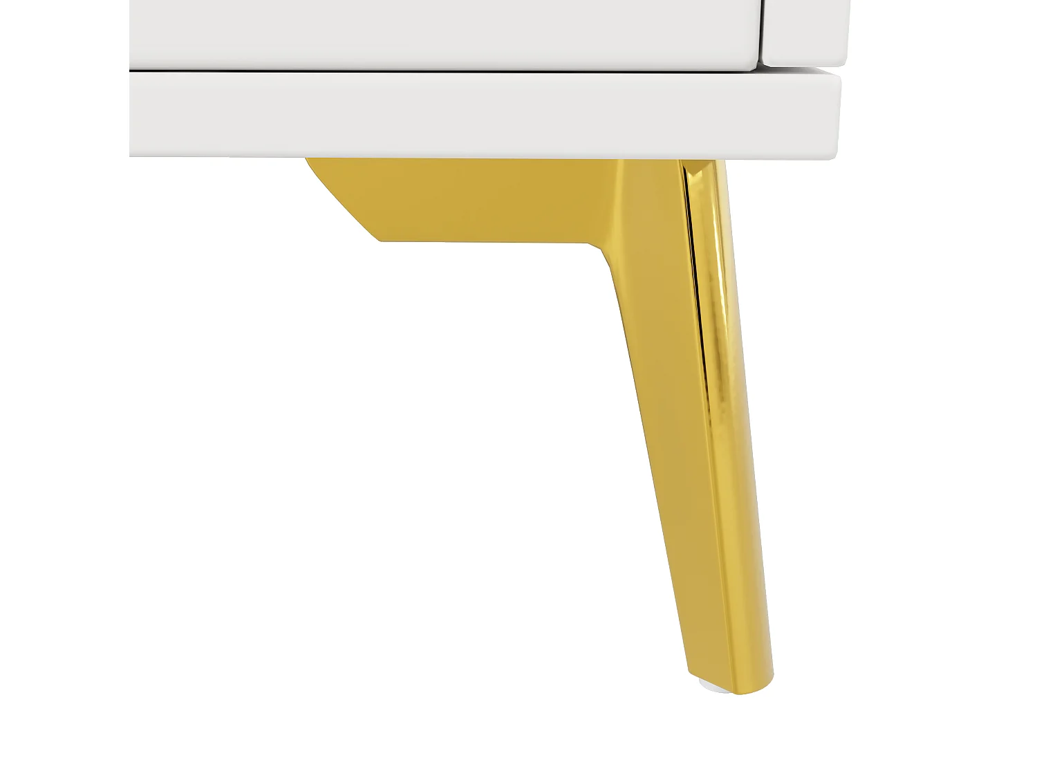 Aparador de cozinha com 3 portas e 3 gavetas, corpo branco com puxadores e pés em metal dourado - 100x50x140cm