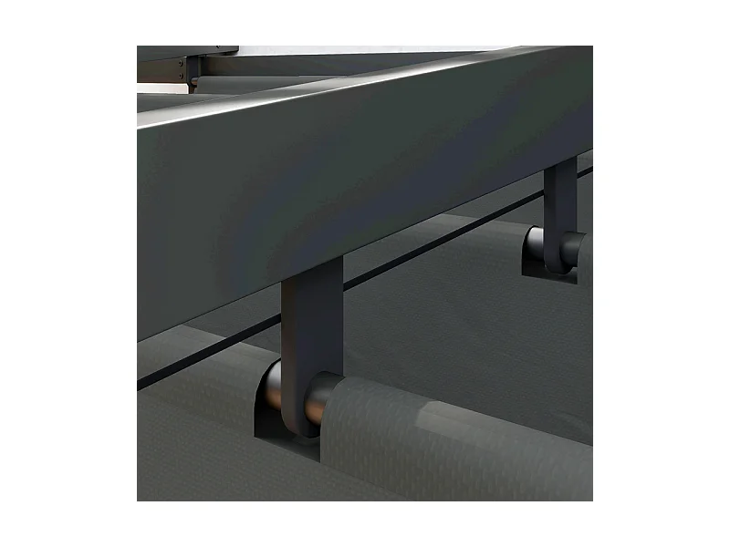 Pergola murale 297 x 297 x 200/230H cm, avec toile coulissante rétractable, structure aluminium, Gris