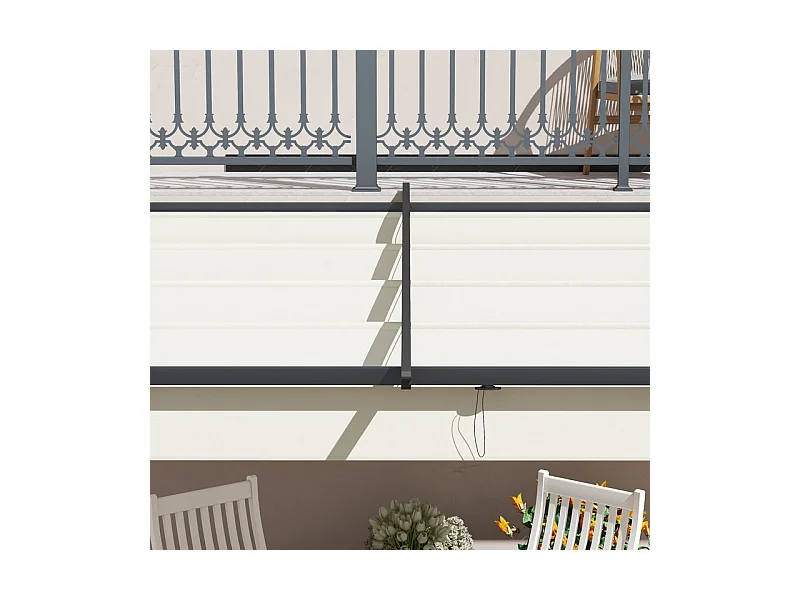 Pergola murale en aluminium - 297L x 297B x 200/230H cm - avec toit retractable - structure aluminium - Blanc cassé
