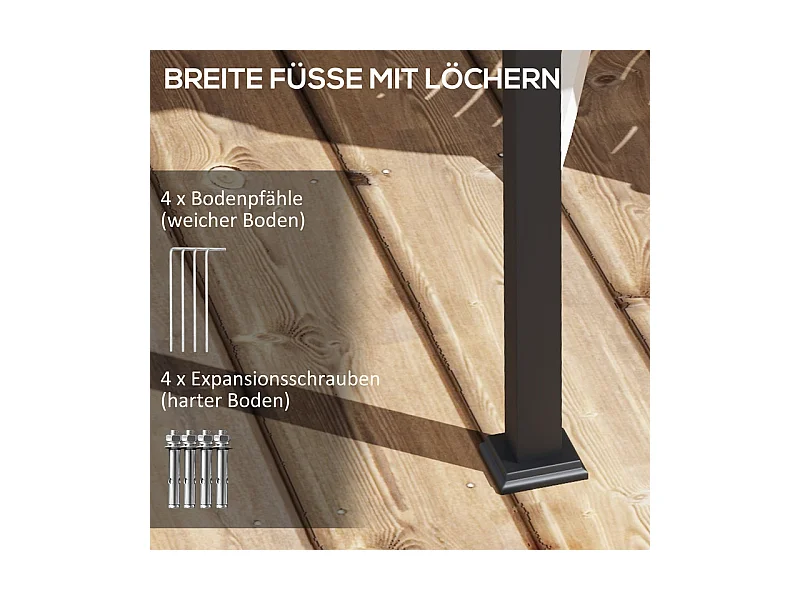 Pergola murale en aluminium - 297L x 297B x 200/230H cm - avec toit retractable - structure aluminium - Blanc cassé