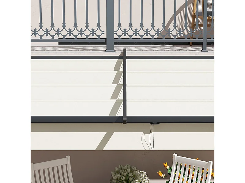 Pergola murale en aluminium - 297L x 297B x 200/230H cm - avec toit retractable - structure aluminium - Blanc cassé