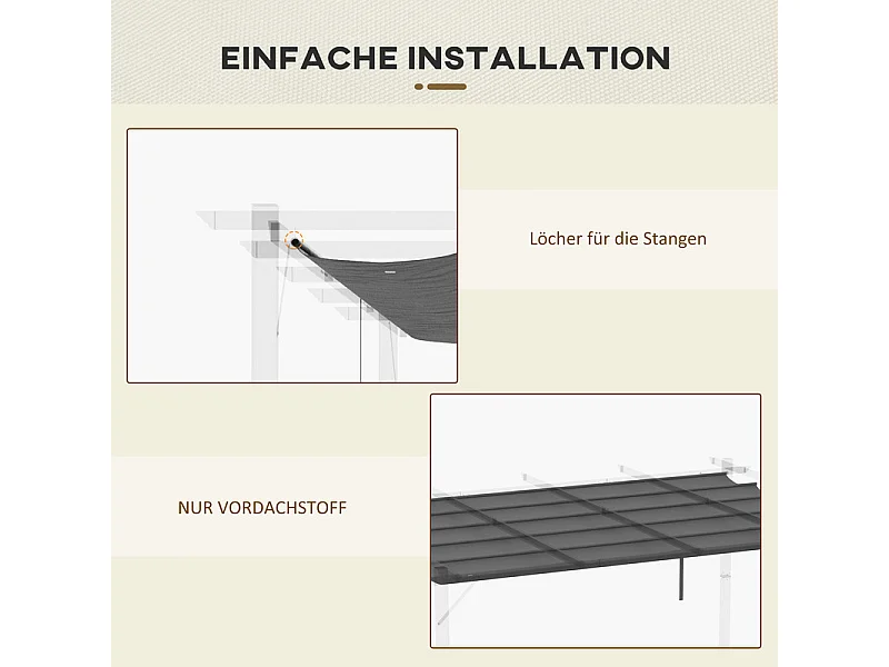 Tetto di ricambio per pergola 4x3m, telo di ricambio, con 10 fori di drenaggio pioggia, poliestere 180 g/m² - Grigio