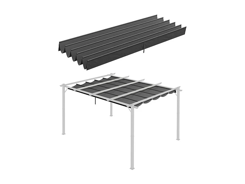 Ersatzdach für Pergola 4x3m, Ersatzplane, mit 10 Regenwasserablauföffnungen, Polyester 180 g/m² - Grau