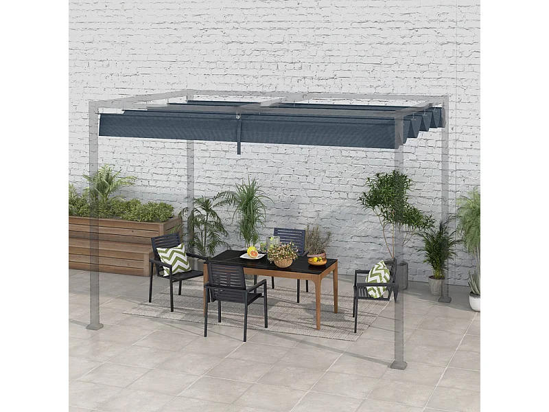 Ersatzdach für Pergola 3 x 2.15m, Ersatzplane, UV30 + Schutz, mit 8 Regenwasserablauföffnungen - Grau